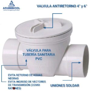 VALVULA ANTIRETORNO 4 PVC BLANCO